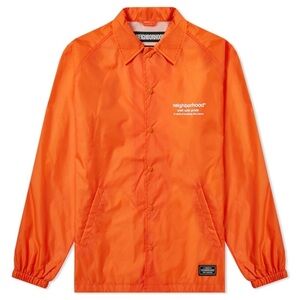Vintage Neighborhood oversized lightweight nylon snap drawstring Orange Jacket S